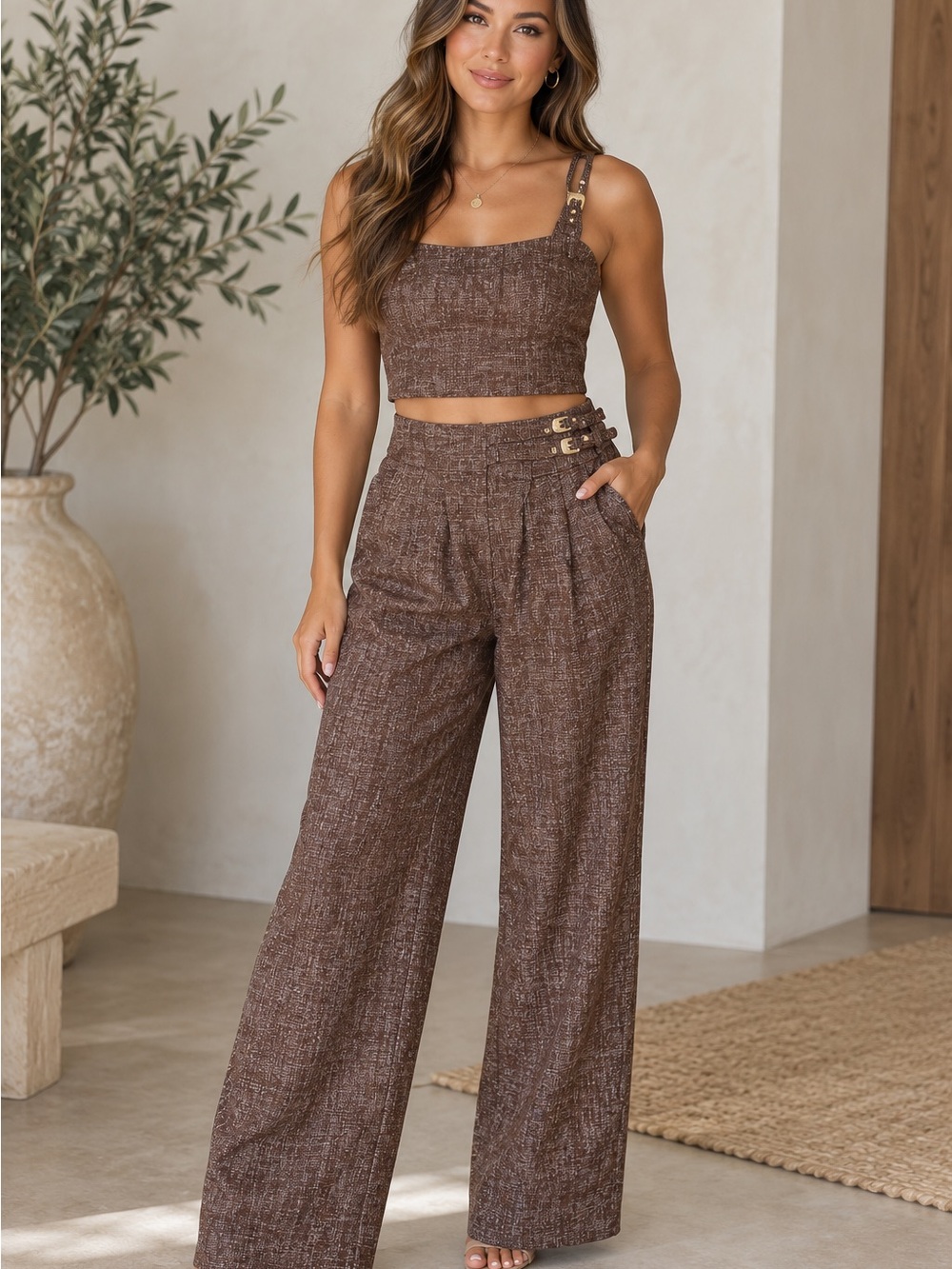 Fall Mocha 2-Piece Set Outfit Size Medium NWT